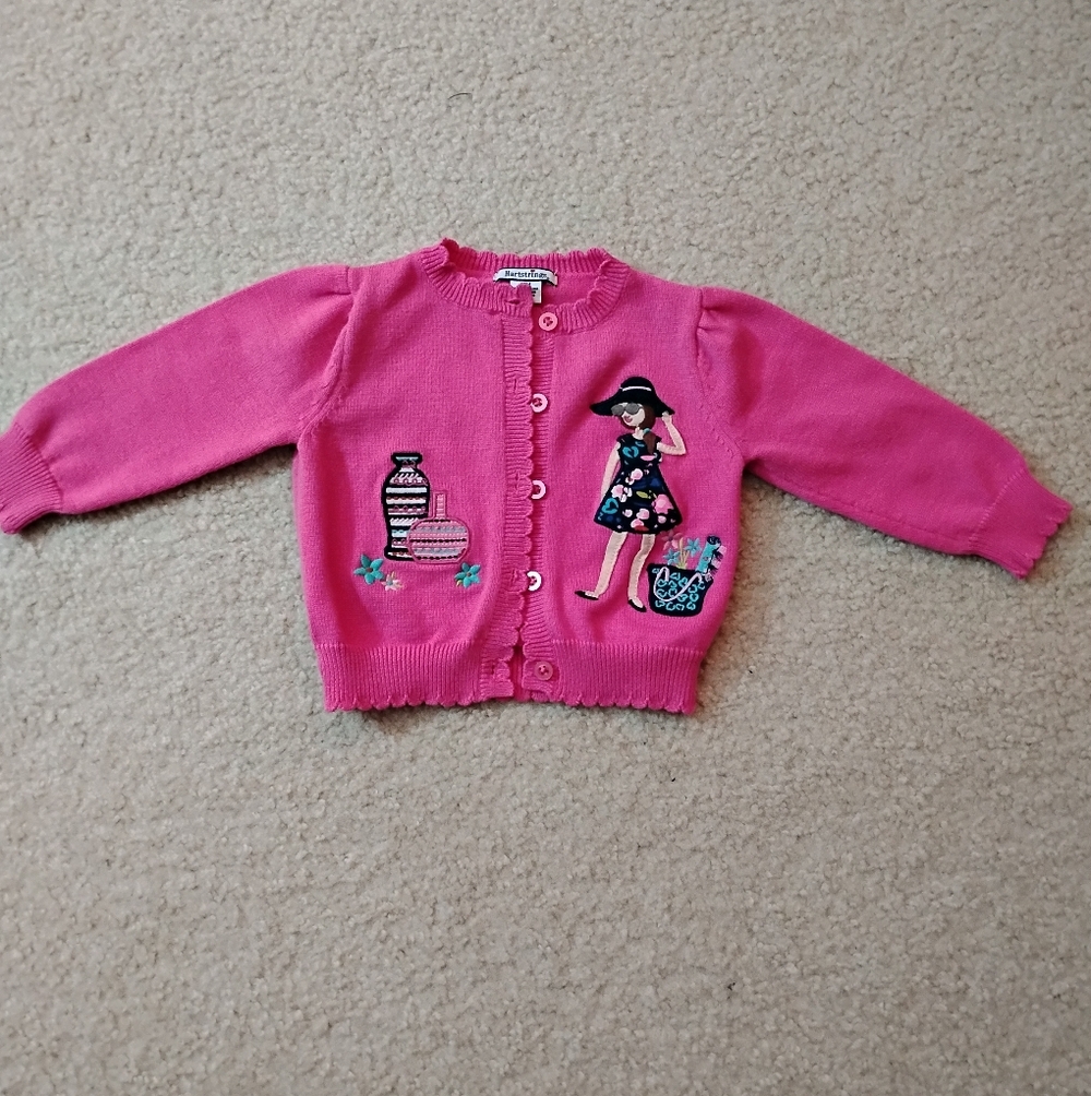 VGUC Baby Girl's Pink Embroidered Cardigan - Sz 12M